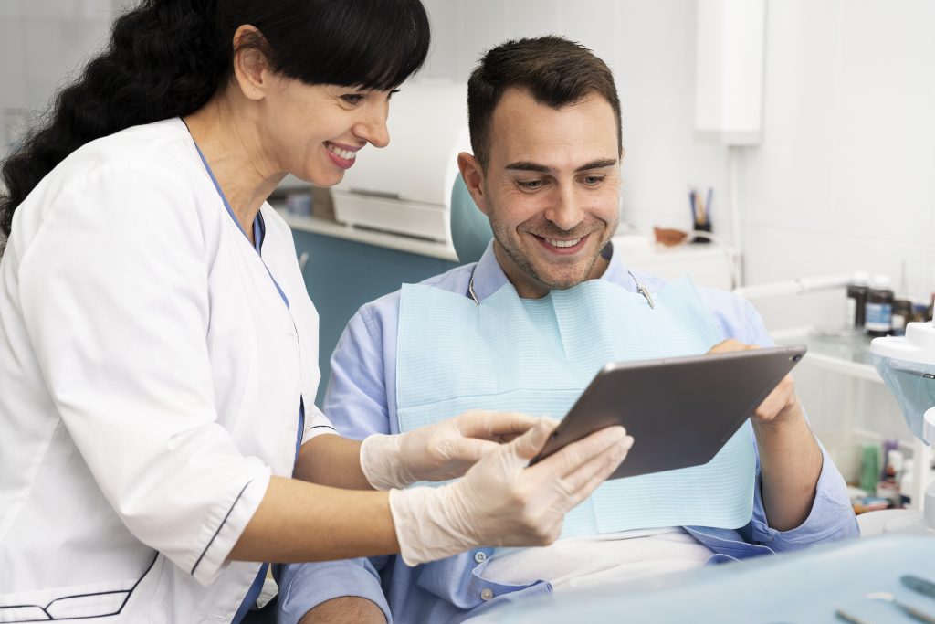 dentist doing check up patient